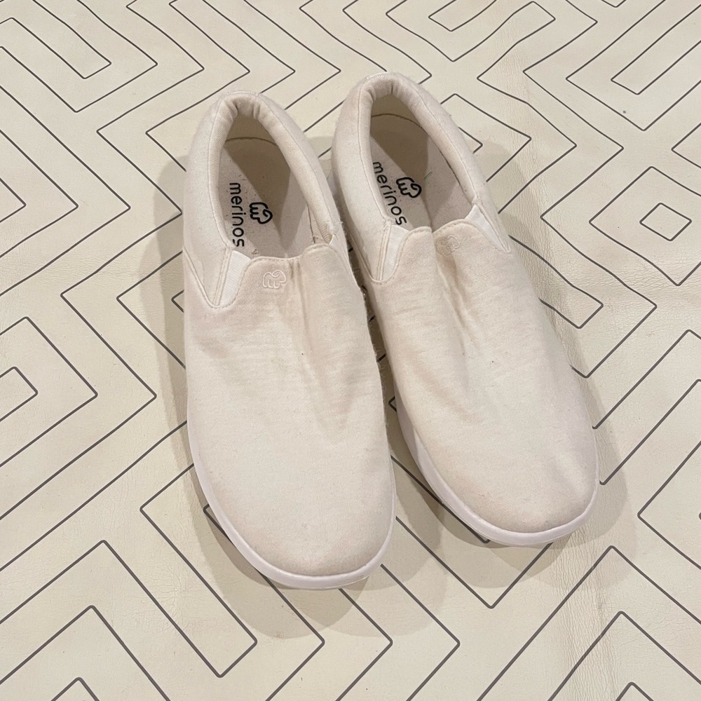Merinos White Wool Casual Slip On Shoes